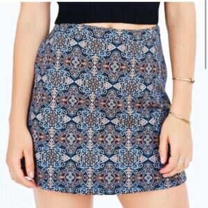 Urban Outfitters Cooperative Christie Mini Skirt Size 4   Blue Geometric Print